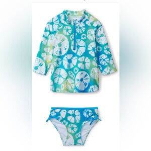 🎁 5 for $15🎁 Hatley Girls Rashguard Swimsuit 2 piece green/blue| size 2